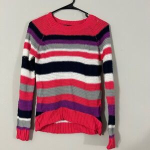 Shampoo Striped Crew Neck Long Sleeve Sweater Girls Size L 14 16 Pink Purple